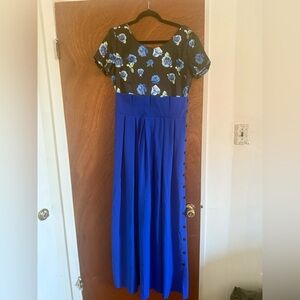 Floral Black and Blue Maxi Dress